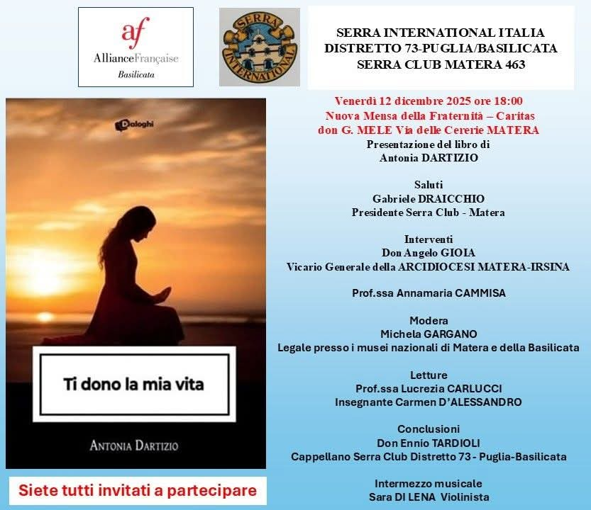 locandina evento presentazione libro ti dono la mia vita antonia dartizio